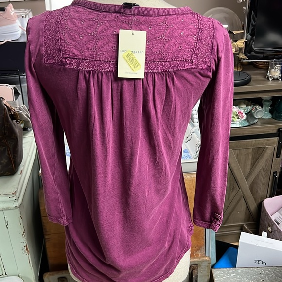 Lucky Brand Purple Embroidered Bib Tee - Picture 6 of 10